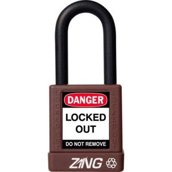 Zing ZING RecycLock Safety Padlock, Keyed Alike, 1-1/2" Shackle, 1-3/4" Body, Brown, 7045 7045